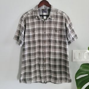 Men's Patagonia hemp cotton blend button up tee